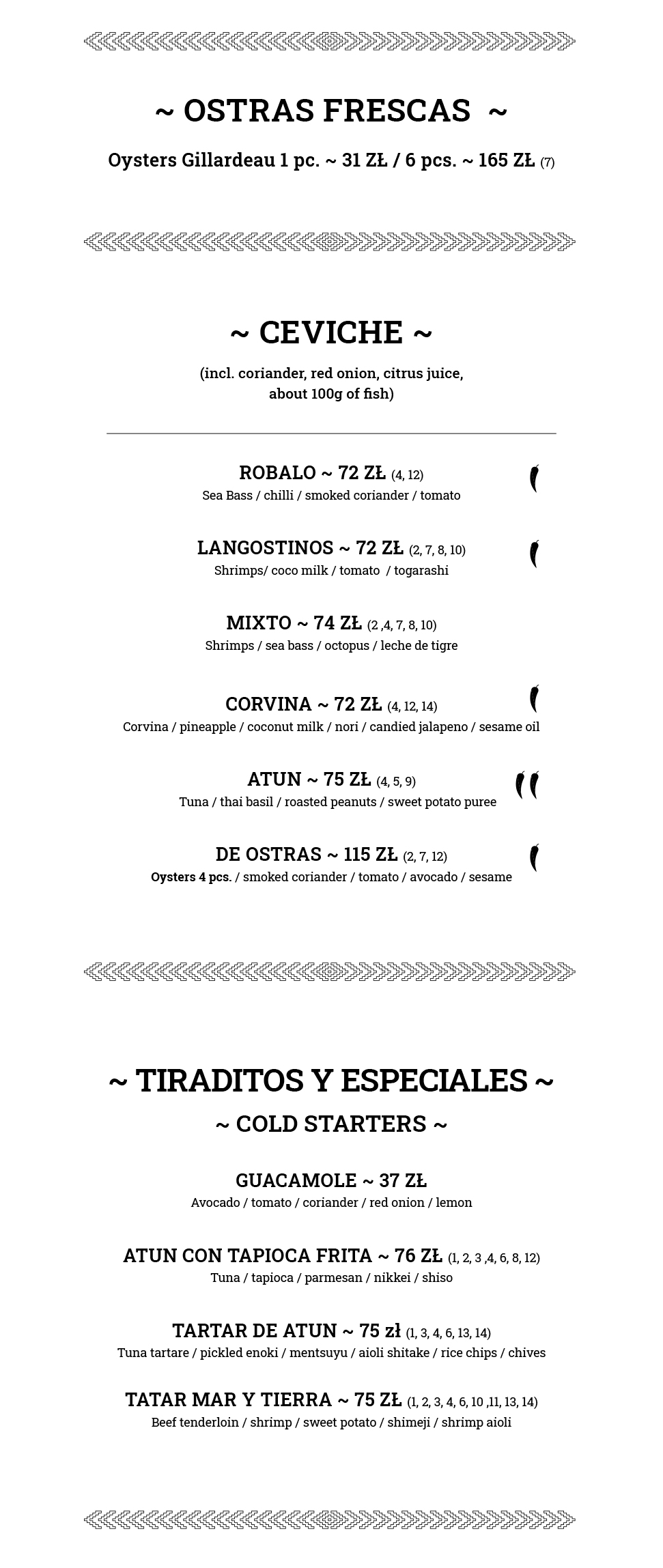 Menu EN – Ceviche Bar