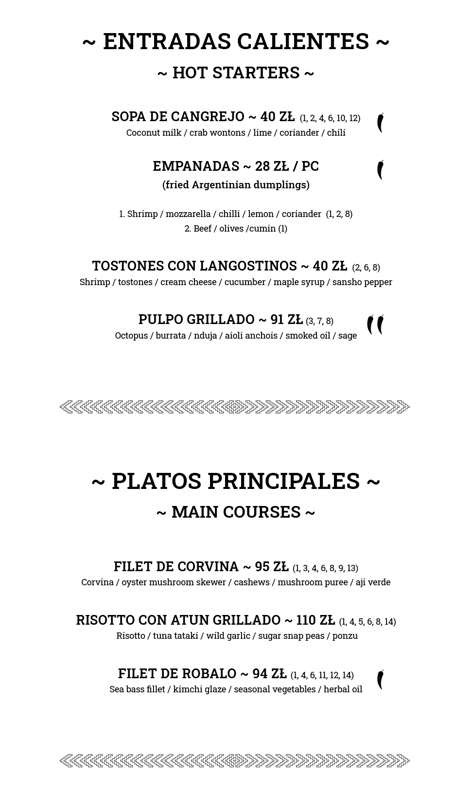 Menu EN – Ceviche Bar